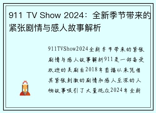 911 TV Show 2024：全新季节带来的紧张剧情与感人故事解析